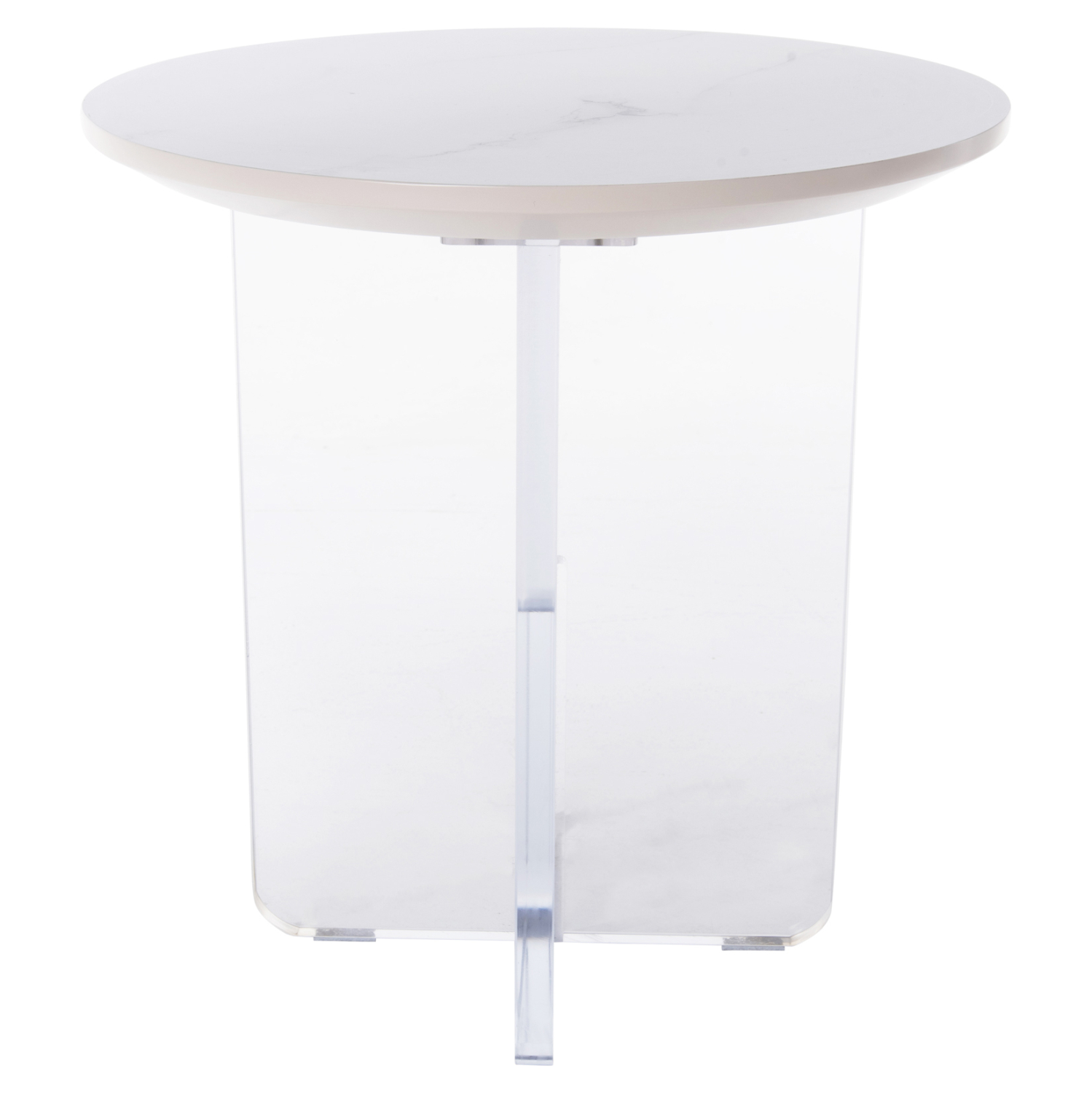 Coffee Table Acrylon Hm9779.01 Hpl White Marble-acrylic Legs Φ40x41hcm ...
