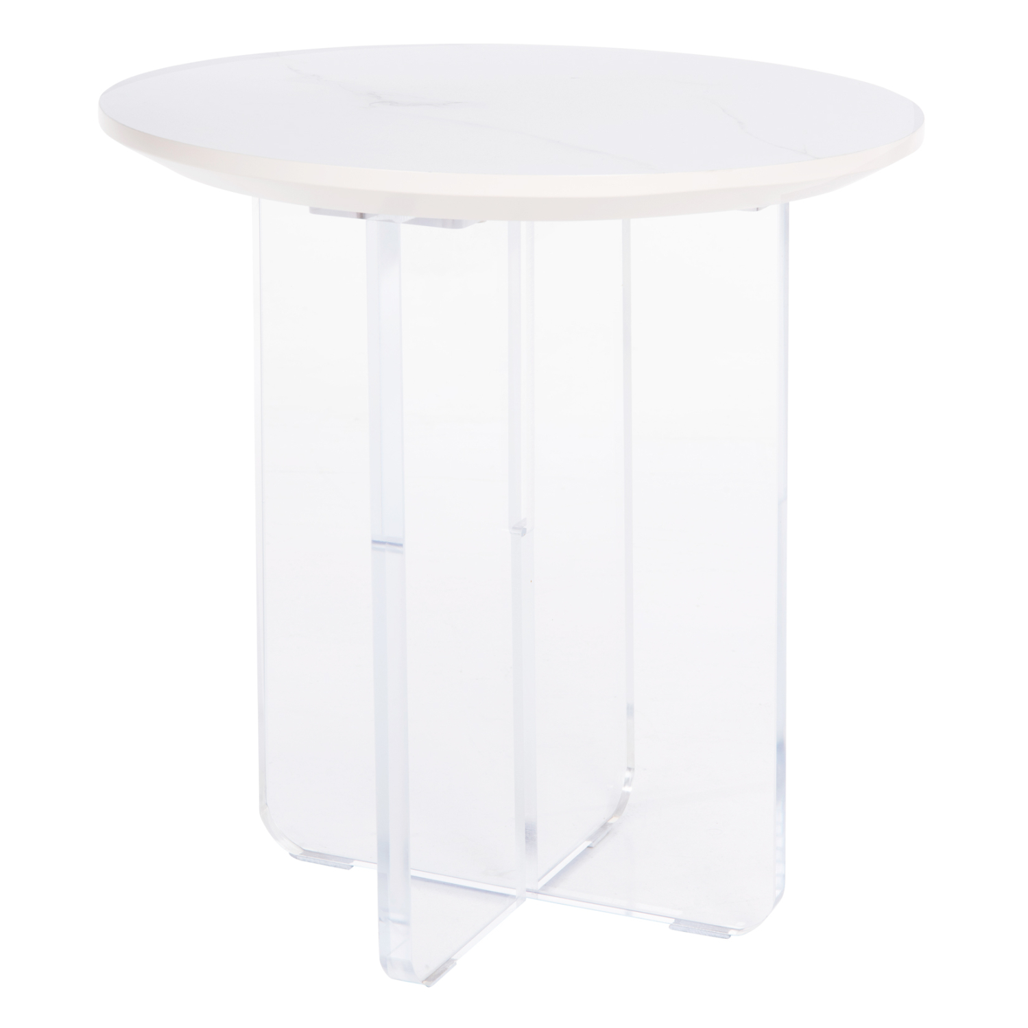 Coffee Table Acrylon Hm9779.01 Hpl White Marble-acrylic Legs Φ40x41hcm ...