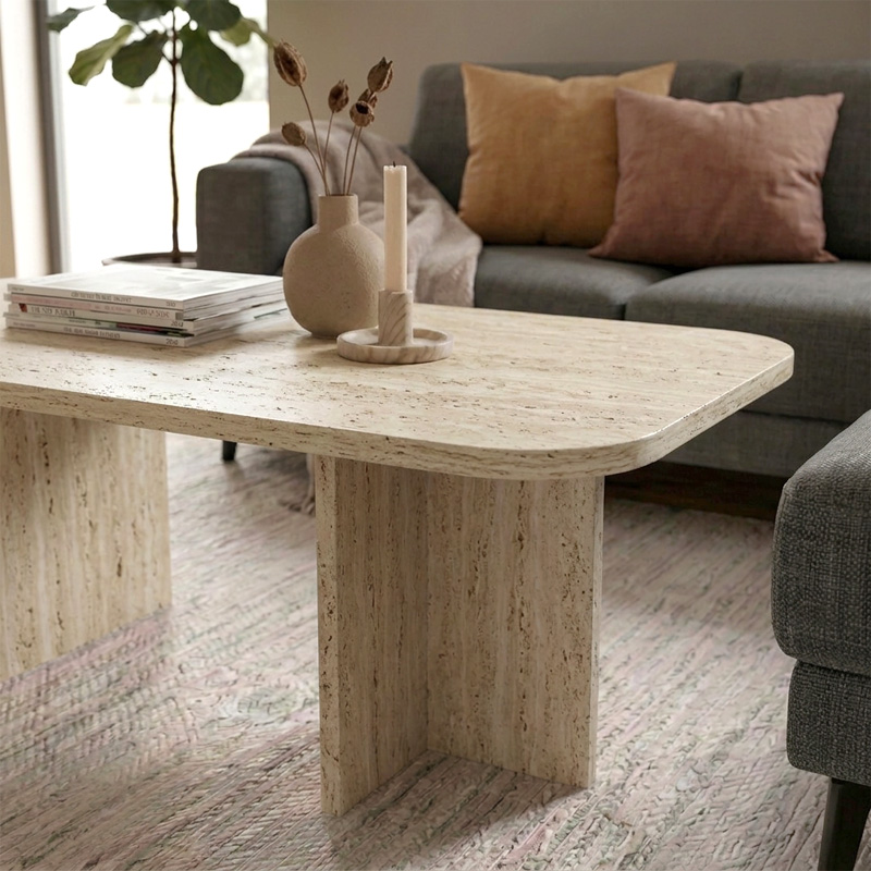 Hillary homepaketo melamine coffee table in travertine color